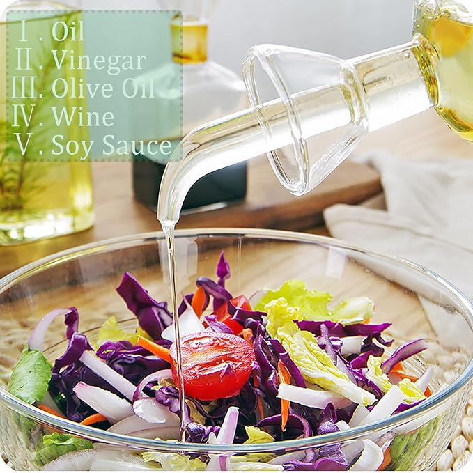 Yesland 2 Pack Olive Oil Bottle - 17 Oz Glass Oil Dispenser Vinegar Cruet - Oil Carafe Decanter with Spout for Kitchen, BBQ, Cooking, Syrup - Image 8