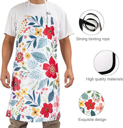 8 Pcs Kitchen Stuff Accessories Include 5 Cute Wooden Spoons & 1 Floral Kitchen Oven Mitts & 1 Pot Holders & 1 Kitchen Apron,Gifts for Women