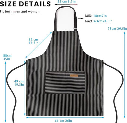 BeLuyi 2 Pack Adjustable Bib Apron with 2 Pockets Chef Cooking Kitchen Restaurant Aprons for Women Men - Image 3