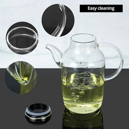 QWORK 1200ML/40Oz Large Glass Cooking Oil Bottle with Stainless Steel Lid, Oil & Vinegar Dispenser Bottle for Olive Oil, Vinegar, Soy Sauce, Kitchen No Drip Liquid Container - Image 5