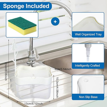 New 2026 Version Premium Quality Dish Soap Dispenser - Countertop Kitchen Soap Dispenser, Sink Dish Washing Soap Dispenser 13 Ounces (Sponge Included) - Image 2
