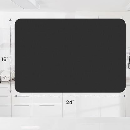 WISELIFE Dish Drying Mat Super Absorbent Drying Mat Large Dish Drying Mats for Kitchen Counter Easy Clean Dish Mat Kitchen Drying Mat16"x 24" Classic Black - Image 3