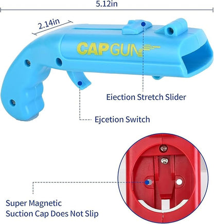 Bottle Opener with Cap Launcher – Funny Shooting Gun for Parties, BBQ, Tailgates – Unique Beer Cap Shooter Gadget for Men – Cool Gifts for Dad, Husband, Him on Birthday, Father's Day(Red+Blue) - Image 2