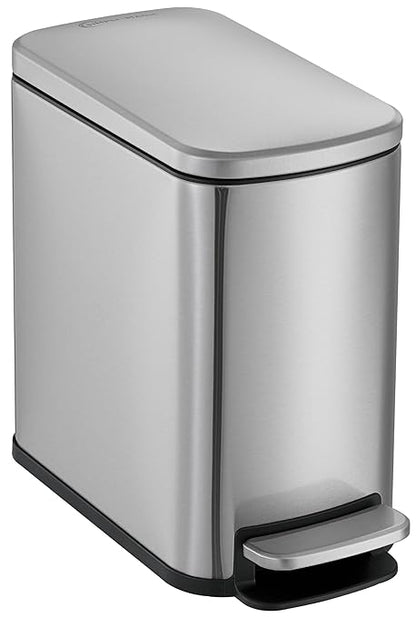 SIMPLI-Magic 6L/1.6G Stainless Steel Bathroom Trash Can with Hands-Free Foot Pedal, Quiet Soft-Close Lid, Compact Space-Saving Size by Simpli-Magic
