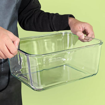 Extra Large Glass Storage Containers with Lids 200oz/6000ml - Airtight Borosilicate Large Glass Food Storage container for Rotisserie Chicken, Turkey - XL Big Glass Bowl Freezer to Oven Safe