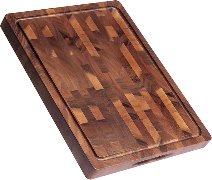 THETCHRY Walnut Wood Cutting Boards for Kitchen, End Grain Chopping Board Double Sided, Large Cutting Board with Handle, Charcuterie Butcher Block for Meal Prep & Serving with Gift Box, 17"×13"×1" by Thetchry