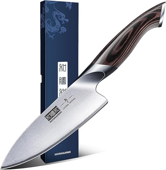 HOSHANHO 6 inch Kitchen Knife in Japanese High Carbon Steel, Professional High-Class Chef's Knife, Non-slip Ultra Sharp Cooking Knives with Ergonomic Handle by HOSHANHO