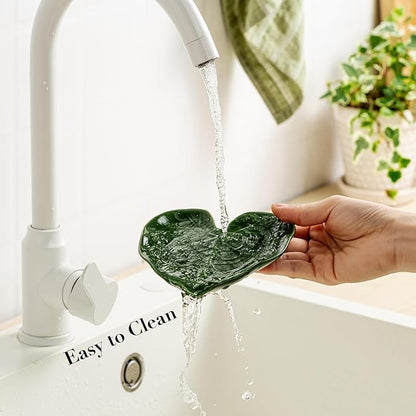 Ceramic Spoon Rest for Stove Top - Cute Green Leaf Spoon Rest/Spoon Holder for Kitchen Countertop - Cooking Kitchen Spoon Rest Utensil Rest Spatula Rest Cottagecore Kitchen Decor (1 Pack) - Image 6