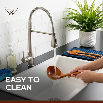 4Pcs Wooden Ladle Set – Teak Wood Soup Spoons with Hook Handles for Cooking, Serving, Stirring – Non-Stick Wooden Spoons for Pot & Bowl Use