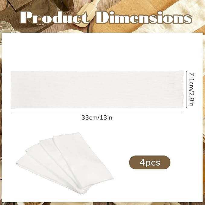 4 Rolling Pin Covers 14.96 x 1.97 Inch Cotton White Rolling Pin Sock Sleeve for Non-Stick Dough Baking Absorbs Excess Flour So Pastries Come out Light and Flakey