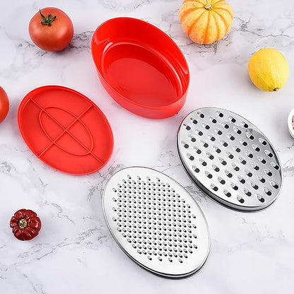 Kunovo Cheese Grater With Airtight Storage Container,cheese shredder&vegetable grater，Box Grater (1-Red)