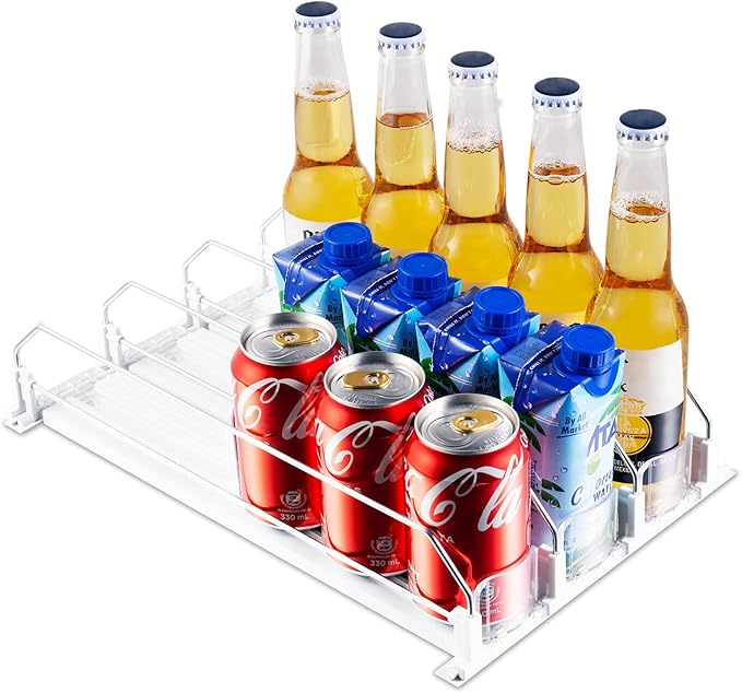 Drink Organizer for Fridge, Soda Can Dispenser for Refrigerator, Automatic Drink Dispenser for Fridge Holds up to 15 Cans, 3 Row - Image 7