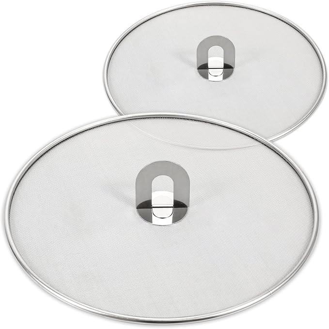 Splatter Screen for Kitchen, Stainless Steel Fine Mesh Splatter Screen for Frying Pan, 10, 13 Inch Grease Splatter Guard with Fold Flat Knob by Unknown