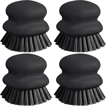 Dish Brush with Handle, Kitchen Scrub Brushes for Cleaning, Dish Scrubber with Nylon bristles for Sink, Pots, Pans(4Pack Black Nylon bristles) by CDHOME