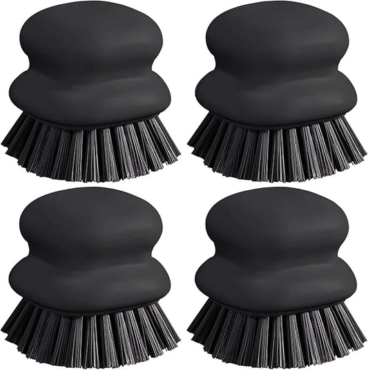 Dish Brush with Handle, Kitchen Scrub Brushes for Cleaning, Dish Scrubber with Nylon bristles for Sink, Pots, Pans(4Pack Black Nylon bristles) by CDHOME