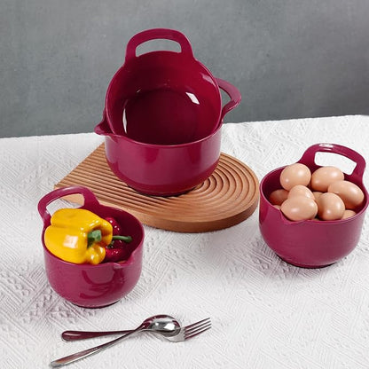 BoxedHome 4 Pack Nesting Mixing Bowl Set with Pour Spout and Handle, Non-Slip Bottom, BPA free Microwave & Dishwasher Safe(Deep Carmine) - Image 6