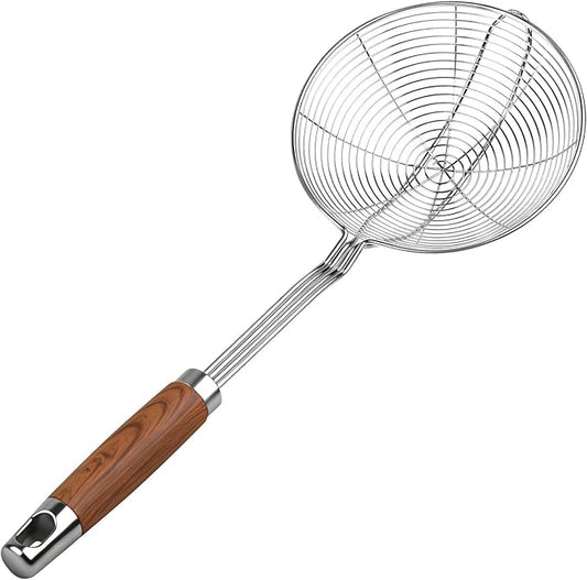 ChefBee 5.3" Spider Strainer Skimmer Spoon with Handle, Stainless Steel Wire Strainer Ladle for Cooking and Frying, Kitchen Utensils Slotted Pasta Spoon, Fryer Scoop by ChefBee