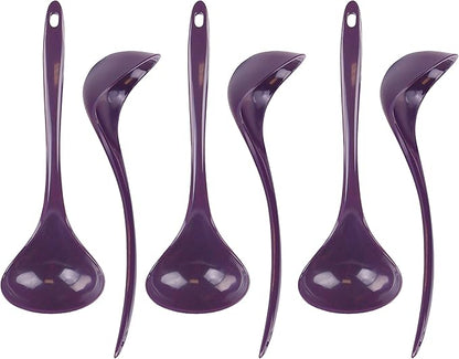 Reston Lloyd Melamine Soup Ladle Kitchen Utensil, Premium Quality Utensil with Heat Resistant Ergonomic Handle, Durable BPA-Free Plastic, 10.5 inch long, 6pc Set, Plum by RestonLloyd
