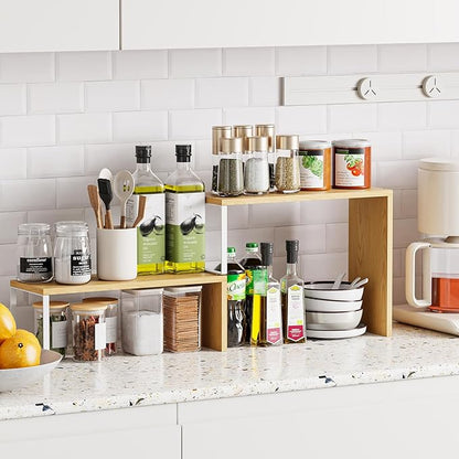 Cabinet Organizer Shelf, 2-Tier Kitchen Counter Organizer Corner Shelves Coffee Bar Organizers for Countertop Kitchen Storage Spice Rack - Image 4