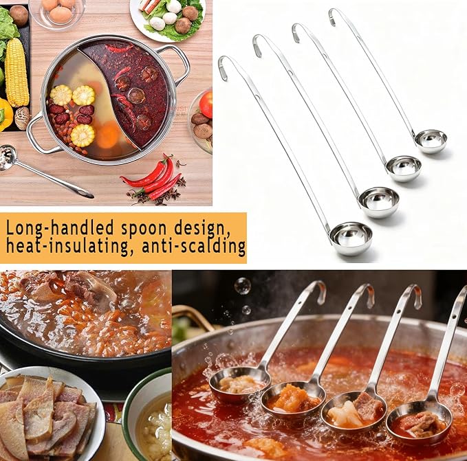 Markeny 4 Pieces Stainless Steel Soup Ladle Metal Handle Ladle with Pouring Rim,1oz/2oz/3oz/5oz Set Ladles for Cooking Soup Sauce - Image 9