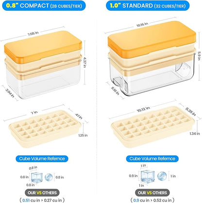 PHINOX Ice Cube Tray with Lid and Bin, Ice Trays for Freezer, Flexible Ice Cube Trays, Making 56 pcs Ice Cubes, Chilling Cocktail, Whiskey, Coffee, with 2 trays, Ice Container, Scoop&Cover, BPA Free - Image 6