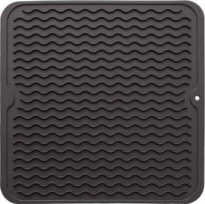 MicoYang Silicone Dish Drying Mat for Multiple Usage,Easy clean,Eco-friendly,Heat-resistant Silicone Mat for Kitchen Counter or Sink,Refrigerator or Drawer liner Coffee M 12 inches x 12 inches by MicoYang