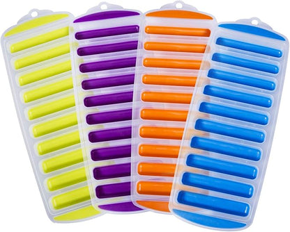Ozera 4 Pack Ice Cube Trays, Narrow Water Bottle Ice Cube Tray Stick, Silicone Ice Trays for Freezer with Easy Push and Pop Out Material, Ideal for Sports and Water Bottles by Ozera