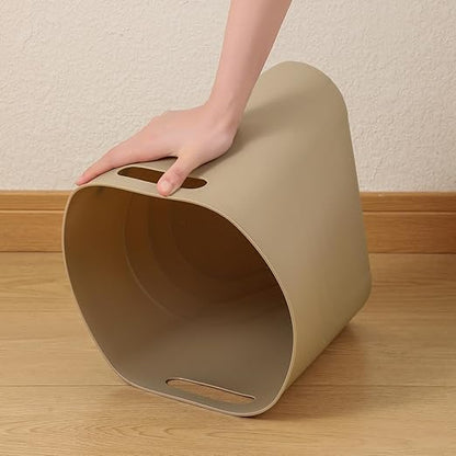 rejomiik Small Trash Can, Slim Garbage Can Plastic Waste Basket with Handles 3.5 Gallon Container Bin for Narrow Spaces Bathroom, Bedroom, Kitchen, Office at Home, 2 Pack Khaki