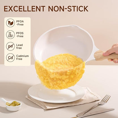 JEETEE 8 Inch Nonstick Frying Pan Stone Coating Cookware, Nonstick Omelette Skillet with Soft Touch Handle, Compatible with All Stoves - Image 5