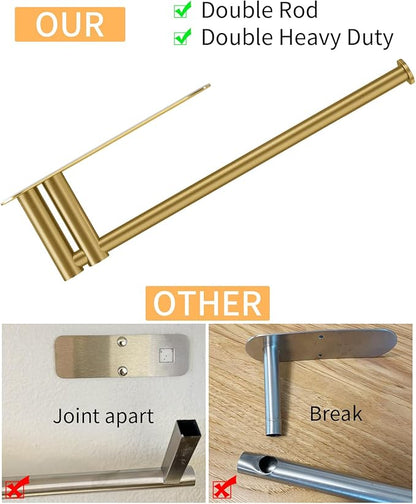 Paper Towel Holder Under Cabinet, 13Inch Self-Adhesive or Wall Paper Towel Holder for Kitchen, Bathroom, RV, Gold - Image 3