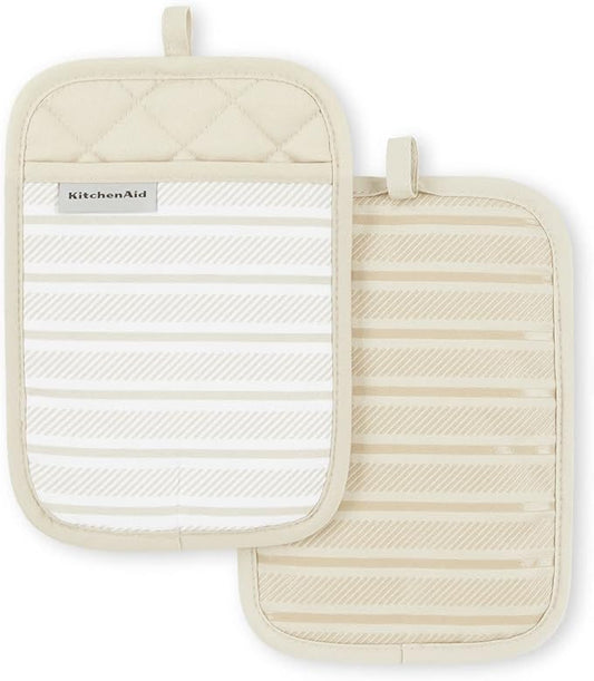 KitchenAid Albany Pot Holder 2-Pack Set, Milkshake, 7"x10"