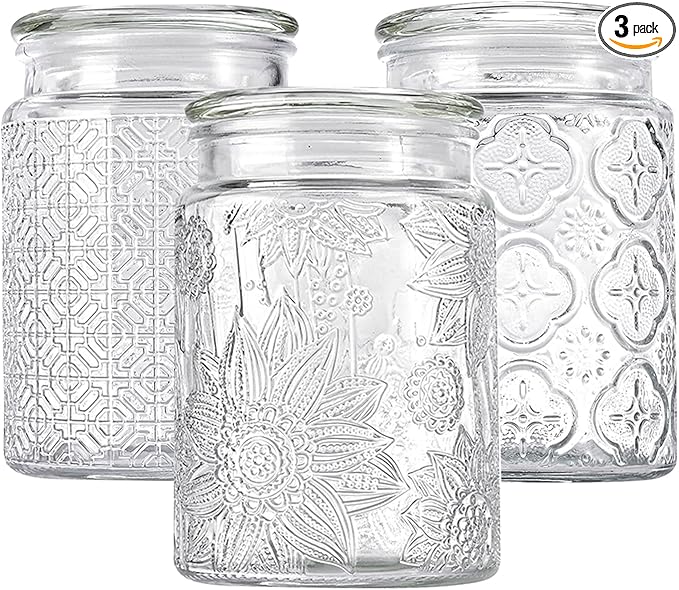 Adodeen 24oz Wide Mouth Mason Jars, 3-Pack Glass Jars With Lids, Pickle Canning Jars For Candy, Sugar, Coffee, Tea, Spice, Cookie, Dishwasher Safe by Unknown