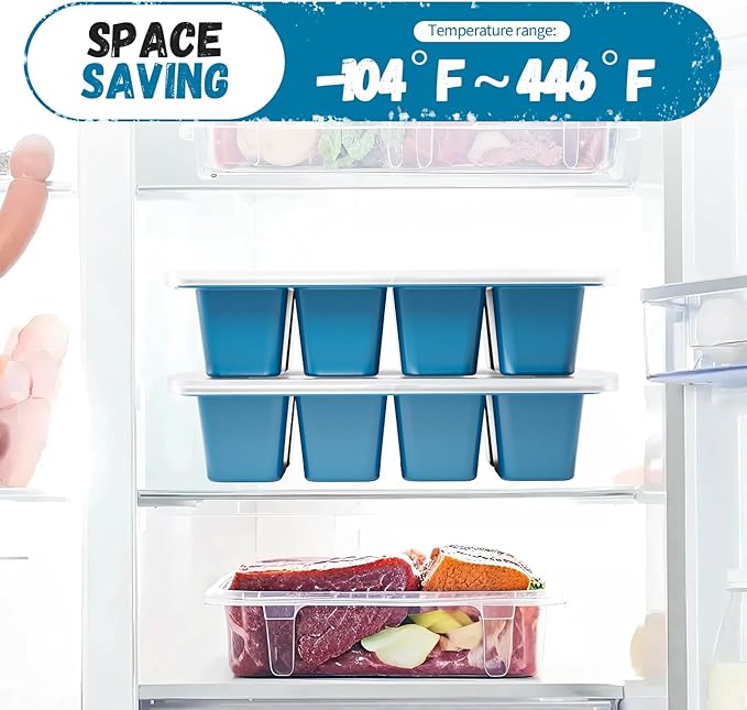 GORCI Ice Cube Tray For Freezer, 16 Large 1/2 Cub Cubes, Silicone Ice Trays For Freezer With Lid, Heavy-duty, Sturdy and Easy to Demold, Suitable for whisky, coffee, Herbs, Purees, 2-Pack - Image 6