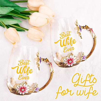 OEAGO Gifts for Wife from Husband Romantic Tea Cup Gifts for Her Birthday Flower Glass Mugs Wedding Mothers Day Christmas Anniversary - Image 6