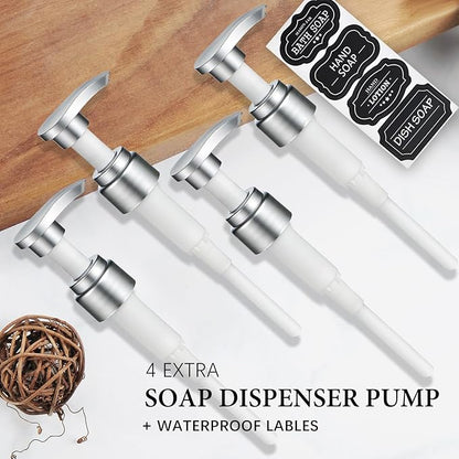 Amolliar Plastic Mason Jar Soap Dispenser with Pump Lid,16OZ Refillable BPA-Free Hand Soap Dispenser Set with Cute Lables, Farmhouse Decor for Kitchen Bathroom, Liquid Soap, Dish Soap (4 Pack, Silver) - Image 3