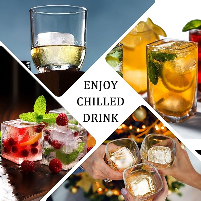 Large Ice Cube Tray for Whiskey: FDDBI Silicone Ice Cube Trays with Lid - 2Pack Big Square Old Fashioned Ice Cube Maker for Cocktail - 2inch Huge Cubed Ice Trays for Whisky - Image 7