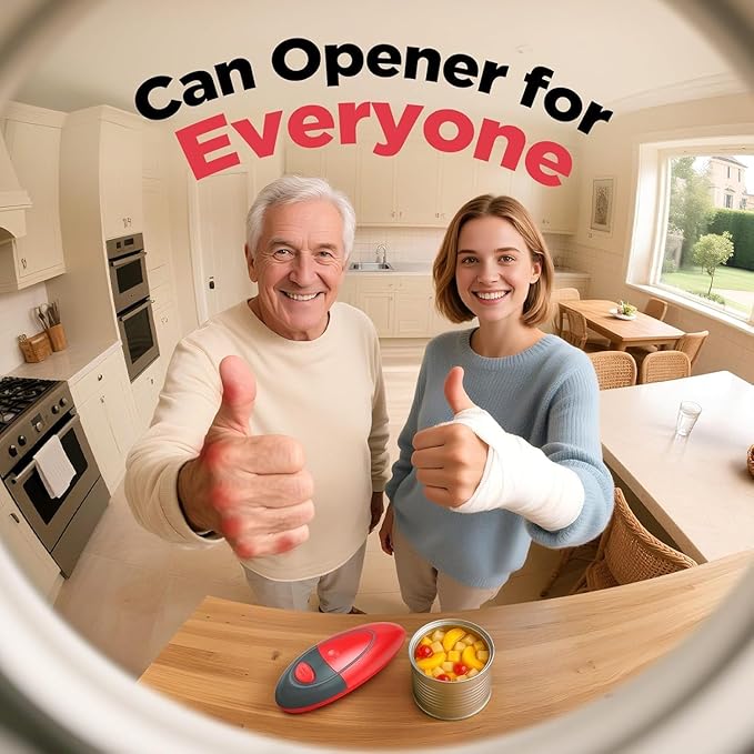One Touch Electric Can Opener Fits Almost All Can Sizes for Seniors with Arthritis, Hand Held Battery Operated Can Opener with Smooth Edge, Food Safe Kitchen Gadgets Automatic Can Opener for Kitchen - Image 4