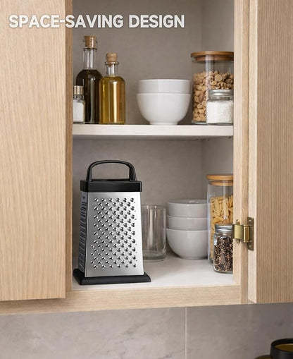 Cheese Grater, 4-Sided Mini Box Grater, Stainless Steel Food Shredder for Cheese, Parmesan & Vegetables, Dishwasher Safe, Black - Image 7