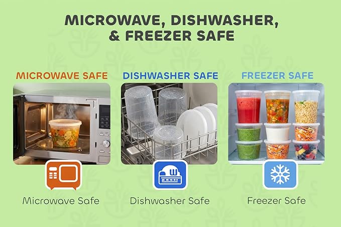 JoyServe 48 Sets Deli Containers with Lids – 16oz & 32oz – Leak Proof, Microwaveable, Dishwasher & Freezer Safe – Plastic Food Storage & Soup Containers - Image 6