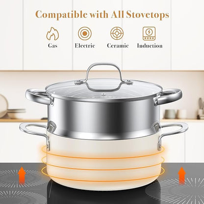 PekGema Ceramic Pots and Pans Set, 16 Pcs Cookware Set Non Toxic, Nonstick Kitchen Cookware, Oven Safe Cooking Pan Set, PFAS PTFE PFOA FREE,Compatible with All Cooktops, comfortable handle.Cream White