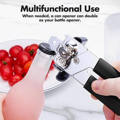 Can Opener Manual, COKORA Can Openers Hand Held with Comfort Anti-Slip Handles, Heavy Duty Stainless Steel Can Opener Smooth Edge and Bottle Openers, Easy Turn Can Openers for Seniors, Kitchen, Black - Image 6