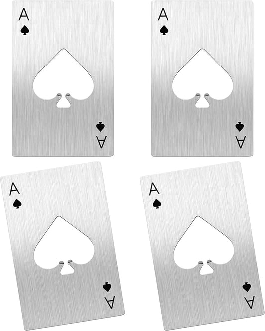 Ace Of Spades Bottle Opener Credit Card Size Pocker Cap Opener Portable Stainless Steel Can Opener (4 Pack Silver) by Airoads