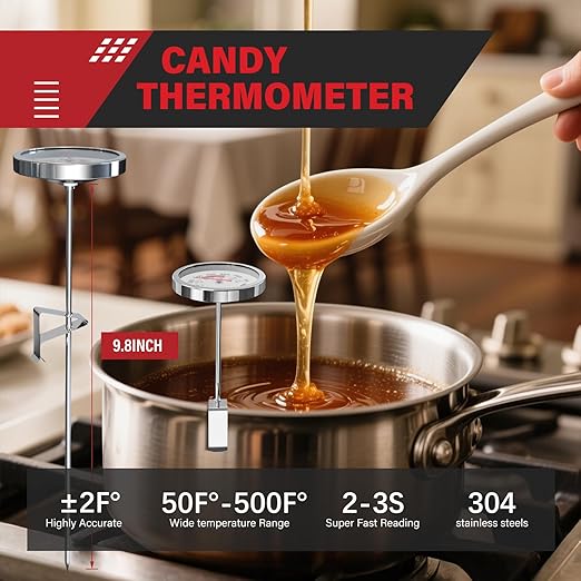 AWLKIM 5 Pack Professional Kitchen Food Thermometer Set – Includes Instant Read Digital Meat Thermometer, Oven-Safe, Ambient Oven Monitoring, Fridge & Candy/Deep Fry for Cooking, BBQ, Baking - Image 6