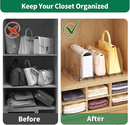 SPACEKEEPER Adjustable Shelf Divider for Closet, Clear Purse Organizers for Closet Acrylic Handbag Separators Storage Organizer Bookshelf Separator Dividers in Bedroom, Office - Image 5