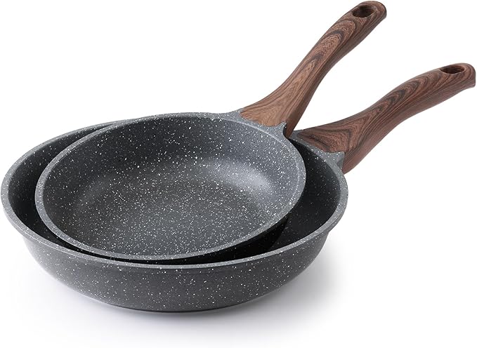 SENSARTE Nonstick Frying Pan Skillets, Swiss Granite Coating Omelette Pans, Healthy Cookware Chef's Pans, Free of Intentionally Added PFOA (8+10 Inch) by SENSARTE