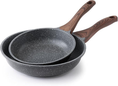 SENSARTE Nonstick Frying Pan Skillets, Swiss Granite Coating Omelette Pans, Healthy Cookware Chef's Pans, Free of Intentionally Added PFOA (8+10 Inch) by SENSARTE