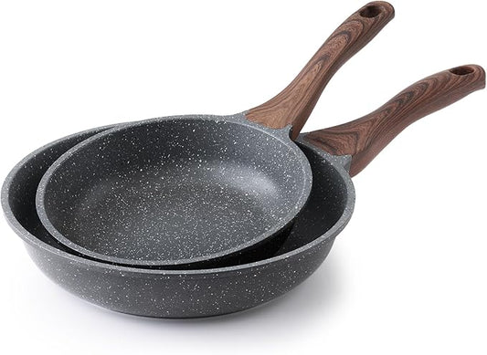 SENSARTE Nonstick Frying Pan Skillets, Swiss Granite Coating Omelette Pans, Healthy Cookware Chef's Pans, Free of Intentionally Added PFOA (8+10 Inch) by SENSARTE