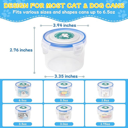 REFLYING Canned Cat Food Storage Lids,Reusable Airtight Can Cover Pet Food Sealer - Keeps Cat Food Storage Can Fresh, Cat Food Container Eliminates Odor, Easy To Use With SUS 304 Spoon,Can Opener
