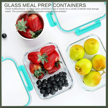 KOMUEE 10 Packs 30 oz Glass Meal Prep Containers,Glass Food Storage Containers with Lids,Airtight Lunch Bento Boxes, Microwave, Oven, Freezer and Dishwasher,Green - Image 6