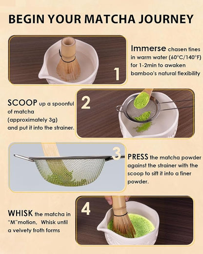 Bamboo Matcha Whisk Set with 2-pack 100% Natural Bamboo matcha Whisk,Sifter,Tea Scoop and Tea Spoon，Handcrafted Traditional Japanese Chasen, Matcha Kit for Authentic Matcha Tea Preparation - Image 6